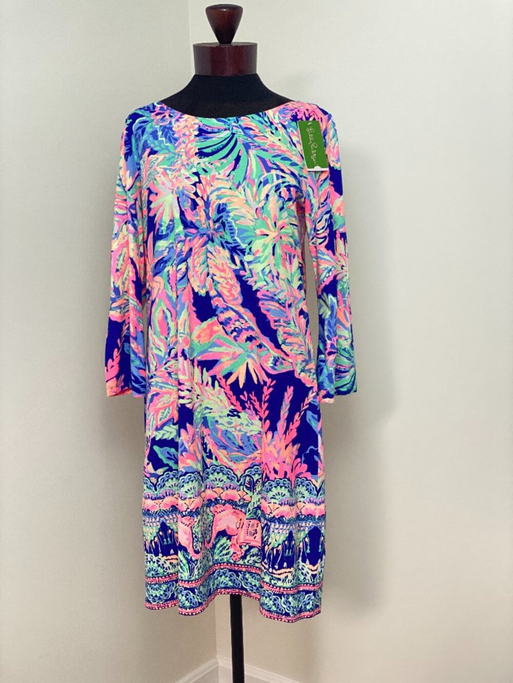 Lilly Pulitzer NWT Bay Dress Sunset Safari Elephant Engineered Knit Medium